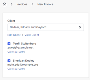 Client contacts on invoice