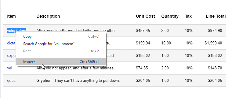 Selecting element in the draft mode alt text