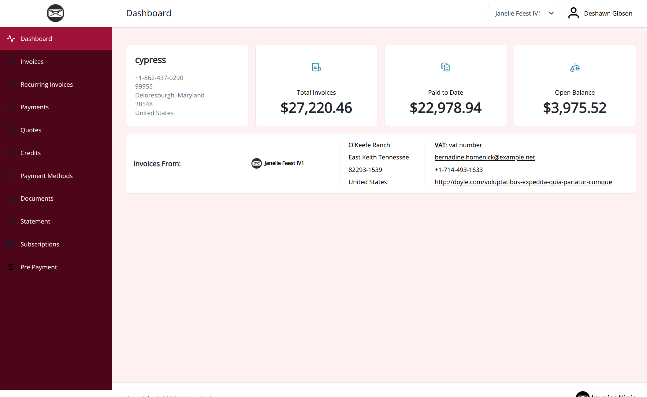 Burgundy client portal theme preview