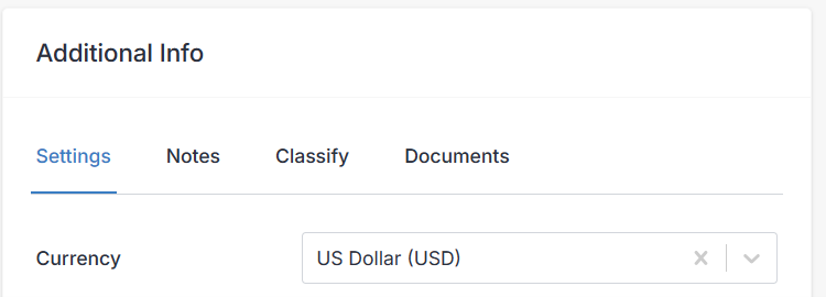 Client settings additional info - currency Client settings additional info - currency