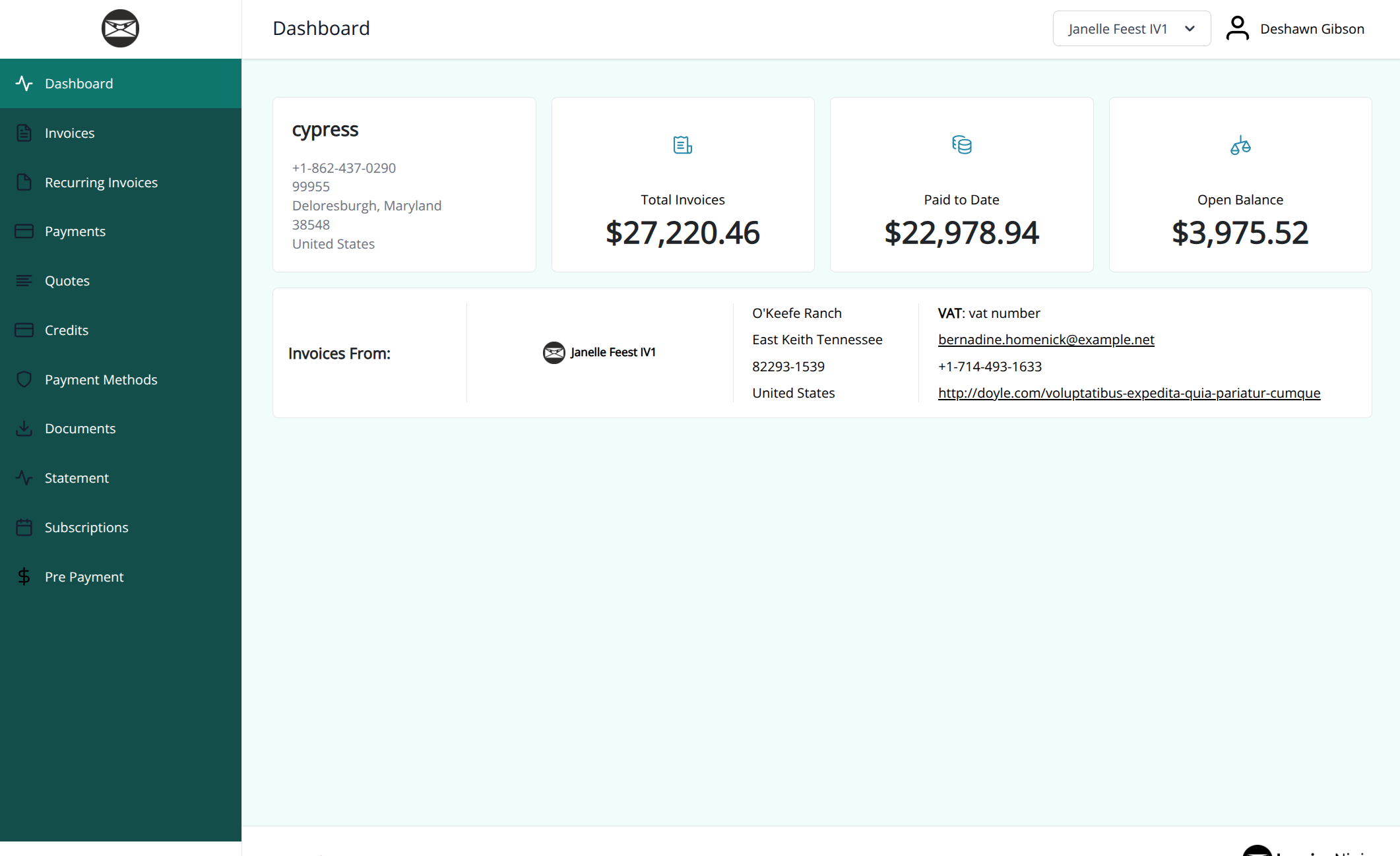 Coastal Teal client portal theme preview