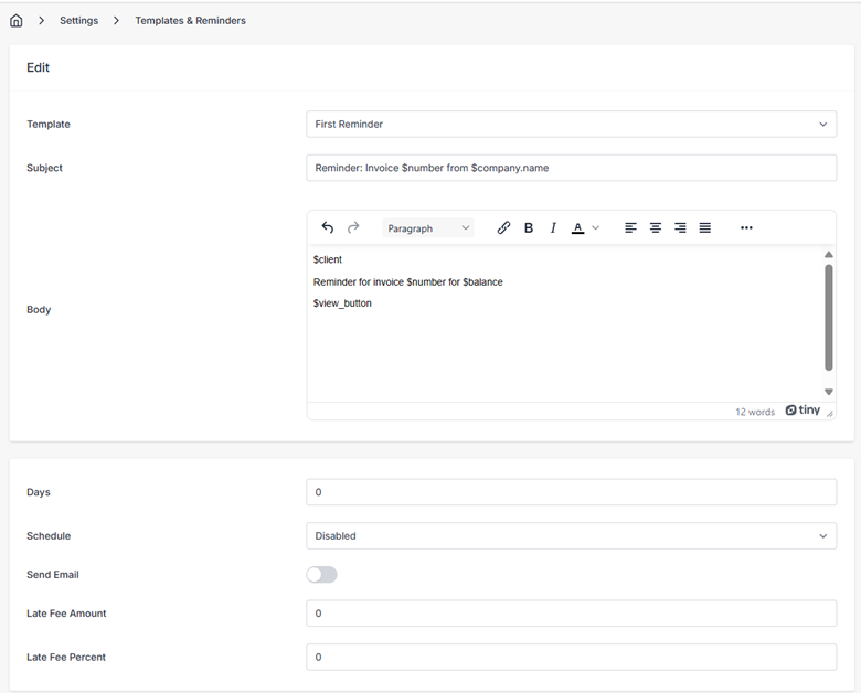 First Reminder email template First Reminder email template