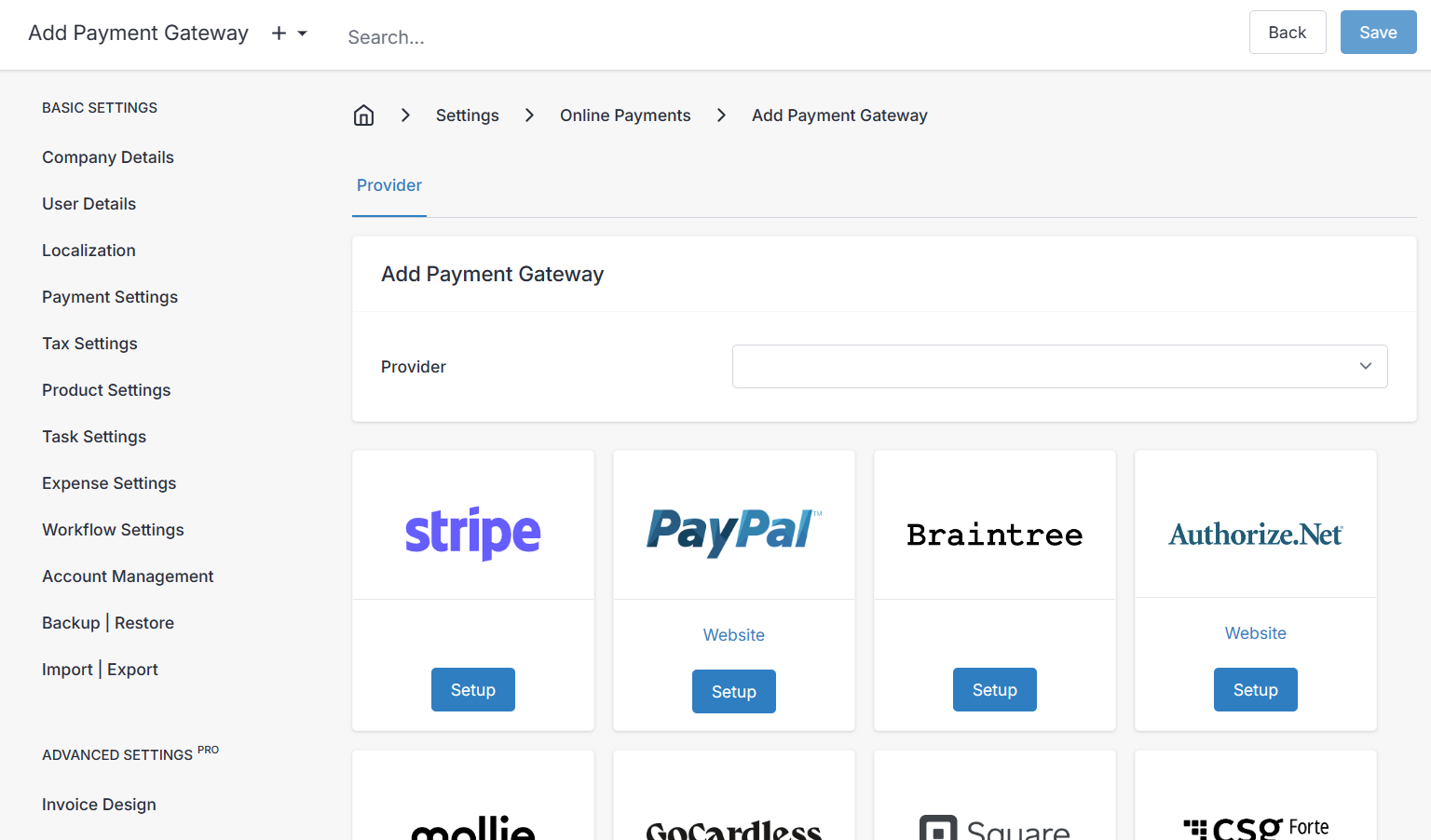 Add Payment Gateway Home Page