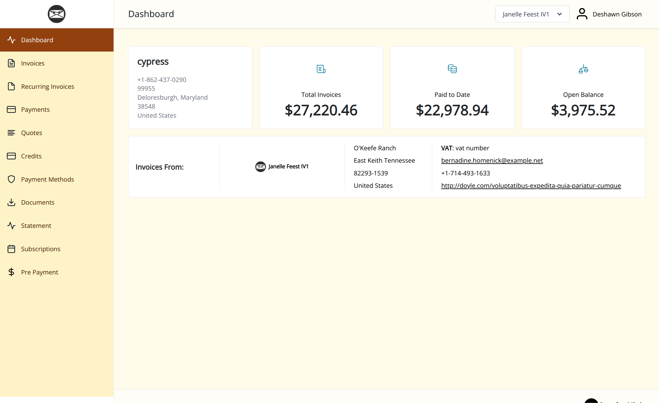 Golden Sand client portal theme preview