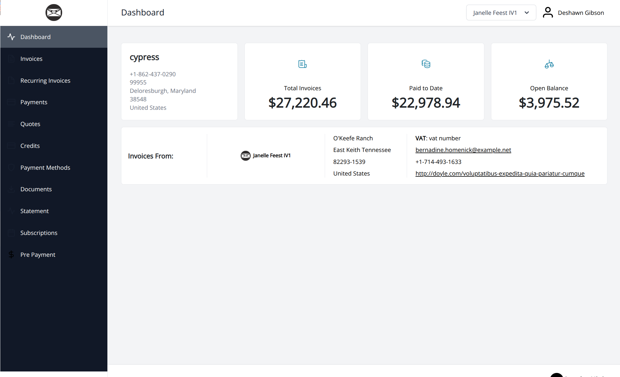 Graphite client portal theme preview