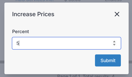 Increase recurring invoice prices