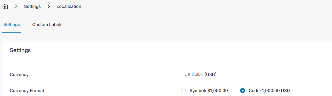 Currency localization