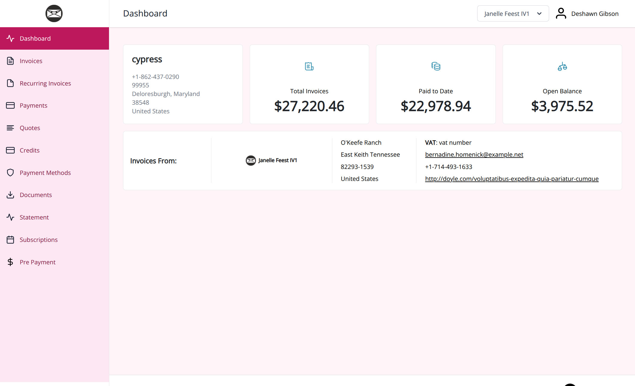 Rose Garden client portal theme preview