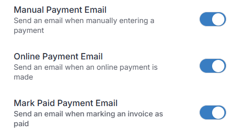Payment email options